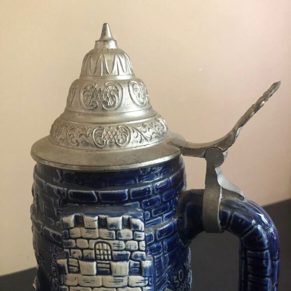 Western Germany Blue Painted Beer Stein RARE vintage - Picture 2 of 10